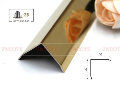 Nẹp inox chữ V30mm màu vàng bóng