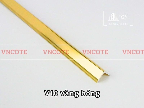 Nẹp nhôm chữ V10 màu vàng bóng