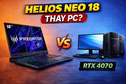Có nên mua Predator Helios Neo 18 thay PC? i7-14700HX + RTX 4070 “cân” mọi tác vụ nặng