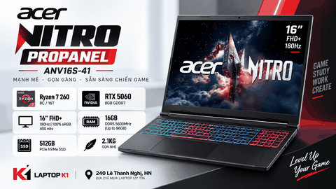 Đánh giá/ Review Acer Nitro ProPanel ANV16S-41: Ryzen 7 260 và RTX 5060 có đáng mua?