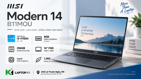 Đánh giá MSI Modern 14 B11MOU: Core i3-1115G4 có còn đáng mua?