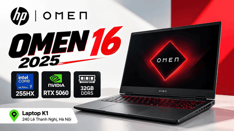 Review đánh giá laptop HP HyperX OMEN 16 2025 – Core Ultra 7 255HX, RTX 5060, RAM 32GB, SSD 1TB