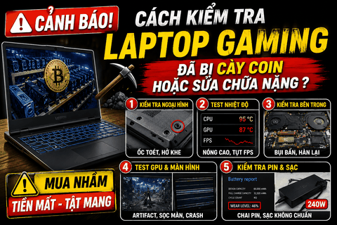 Cảnh báo: Cách kiểm tra Laptop Gaming đã bị cày coin hoặc sửa chữa nặng?