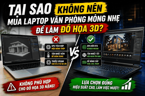 Tại sao không nên mua laptop văn phòng mỏng nhẹ để làm đồ họa 3D?