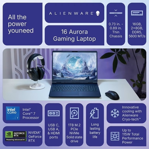 Đánh giá Dell Alienware 16 Aurora 2026: RTX 5060 & Core Ultra 7 240H có thực sự “out trình” phân khúc?