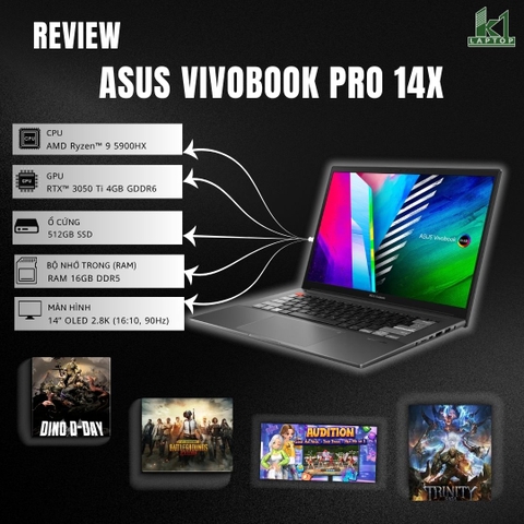 Đánh giá review Asus Vivobook Pro 14X OLED M7400: Laptop mỏng nhẹ nhưng “gánh” cả đồ họa và gaming?