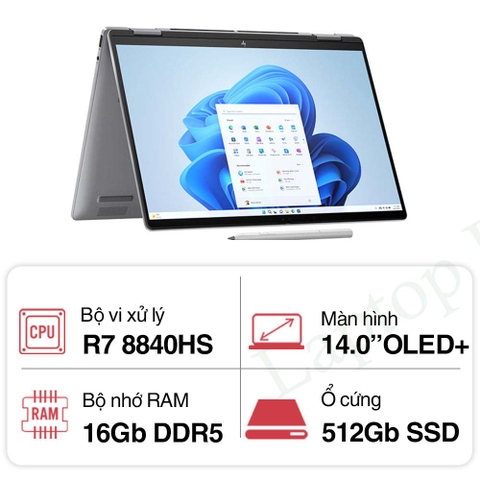 [Like new] Laptop HP Envy X360 14-fa0045AU R7-8840HS/AI/ RAM 32GB/SSD 512GB/14'' Touch 2.8K OLED/Pen