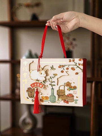 SET Túi trung thu đoàn viên 6 ô hình thỏ (kèm dây)