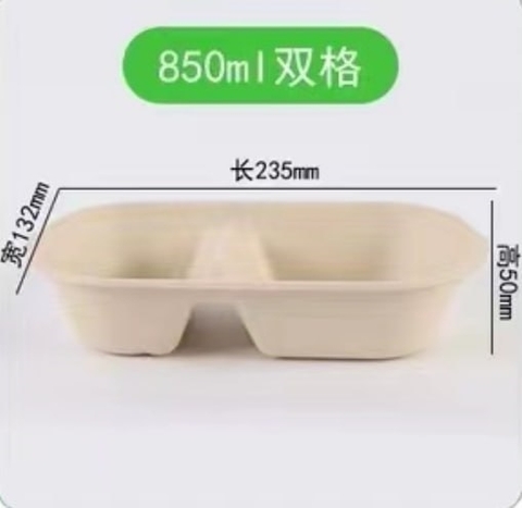 Hộp bã mía nắp trong 850ml (2 size)