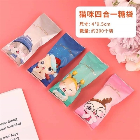 Túi kẹo hoạt hình 4*9,5cm tập 100