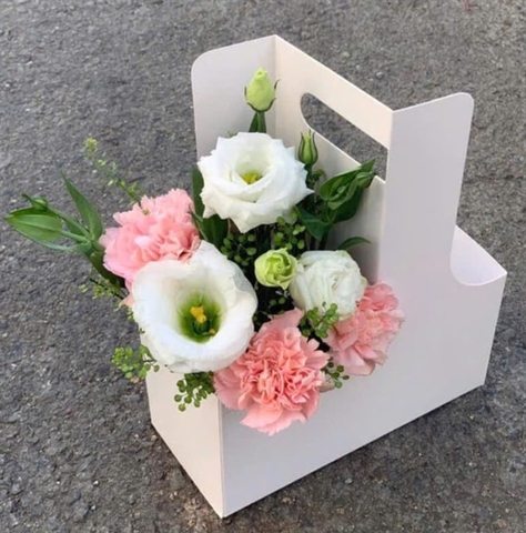 Hộp 2 ngăn Cắm hoa đựng trà sữa Take away 17.5x8x22.5cm