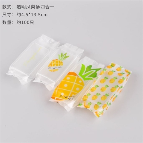 Túi bánh dứa 4 mẫu lẫn (tập 100c) size 4,5x13x2cm