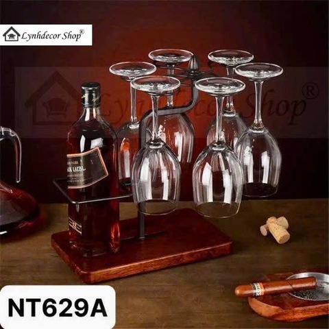 Giá Treo Ly Và Để Rượu Vang LynhDecor Màu Đồng Loại 6 Ly NT629A
