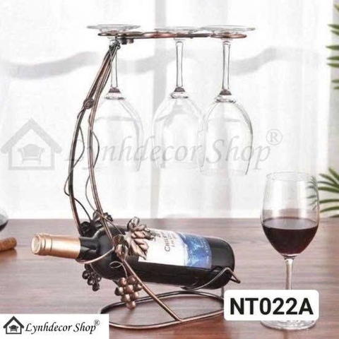 Giá Treo Ly Và Kệ Để Rượu Vang LynhDecor Màu Đồng Loại 4 Ly NT022A