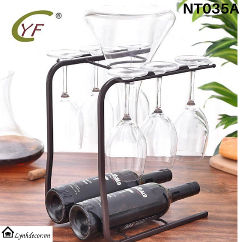 Giá Treo Ly Và Để Rượu Vang LynhDecor Màu Đồng Loại 6 Ly NT035A