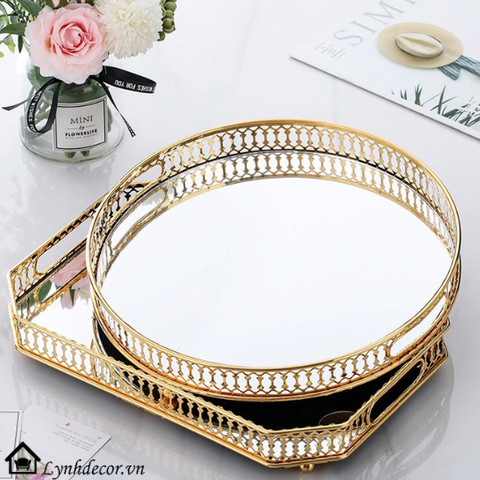 Khay Đựng Đồ Trang Sức, Mỹ Phẩm LynhDecor Tráng Gương Sang Trọng Phong Cách Bắc Âu - Hình Chữ Nhật