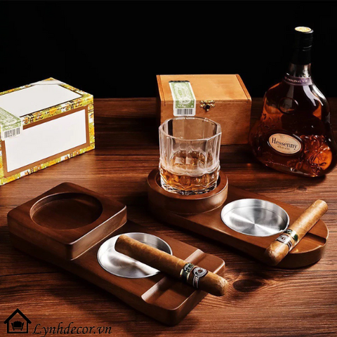 Gạt Tàn Xì Gà Kèm Đựng Ly LynhDecor