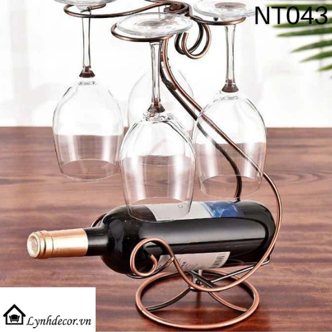 Giá Treo Ly Và Để Rượu Vang LynhDecor Màu Đồng Loại 4 Ly NT043
