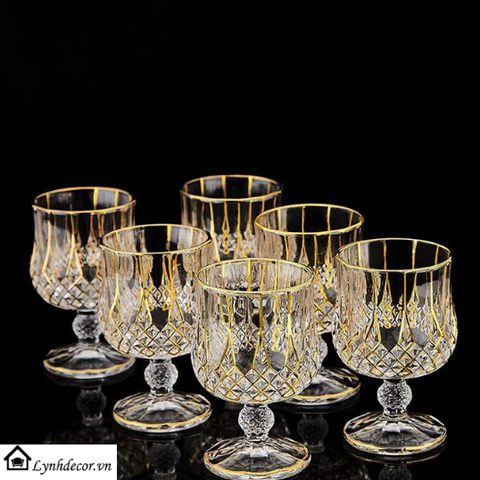 Ly Rượu Vang Phale Khảm Vàng LynhDecor Dung Tích 350ml