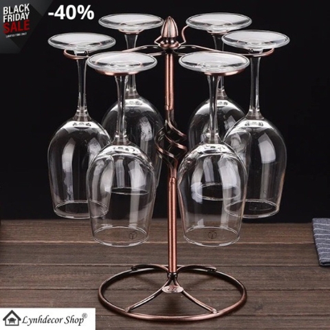 Giá Treo Ly Rượu Vang LynhDecor Màu Đồng Loại 6 Ly NT001Đ