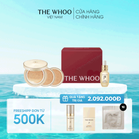 Bộ Cushion Trang Điểm Whoo Gongjinhyang Mi Luxury Golden Cushion Glow Special Set
