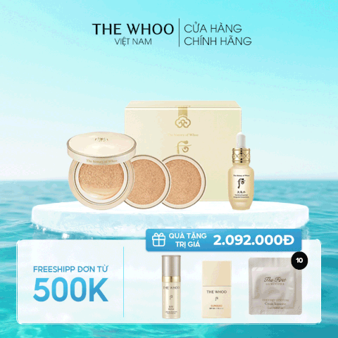 Bộ Cushion Trang Điểm Whoo Gongjinhyang Mi Luxury Golden Cushion Glow