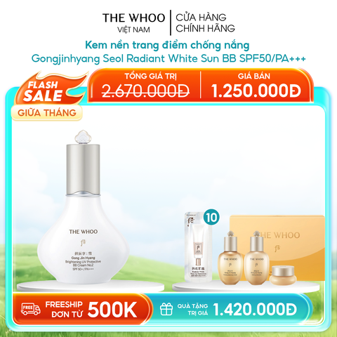Kem nền trang điểm chống nắng Gongjinhyang Seol Radiant White Sun BB SPF45/PA+++