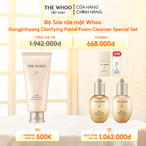 Bộ Sữa rửa mặt Whoo Gongjinhyang Clarifying Facial Foam Cleanser Special Set