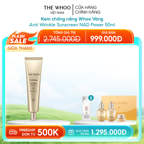 Kem chống nắng Whoo Vàng Anti Wrinkle Sunscreen NAD Power