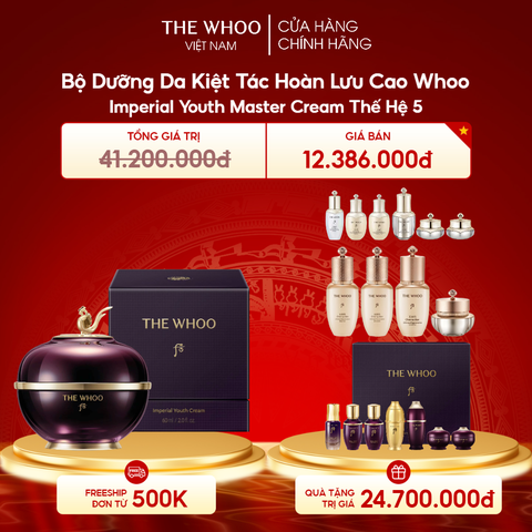 Bộ Dưỡng Da Kiệt Tác Hoàn Lưu Cao Whoo Imperial Youth Master Cream Thế Hệ 5