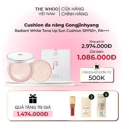 Cushion đa năng Gongjinhyang Seol Radiant White Tone Up Sun Cushion SPF50+,PA+++