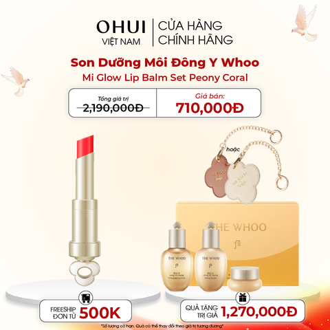 Bộ Son Dưỡng Môi Đông Y Whoo Mi Glow Lip Balm Set Peony Coral