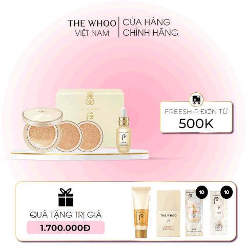 Bộ Cushion Trang Điểm Whoo Gongjinhyang Mi Luxury Golden Cushion Glow