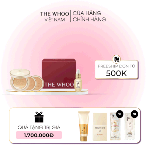 Bộ Cushion Trang Điểm Whoo Gongjinhyang Mi Luxury Golden Cushion Glow Special Set