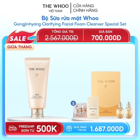Bộ Sữa rửa mặt Whoo Gongjinhyang Clarifying Facial Foam Cleanser Special Set