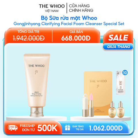 Bộ Sữa rửa mặt Whoo Gongjinhyang Clarifying Facial Foam Cleanser Special Set