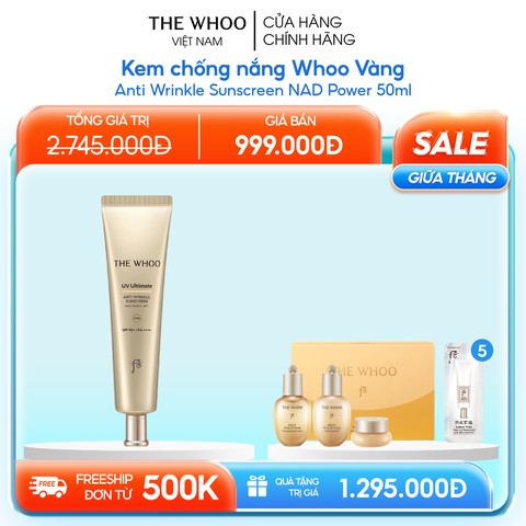 Kem chống nắng Whoo Vàng Anti Wrinkle Sunscreen NAD Power