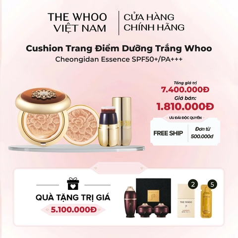 Cushion Trang Điểm Dưỡng Trắng Whoo Cheongidan Essence SPF50+/PA+++