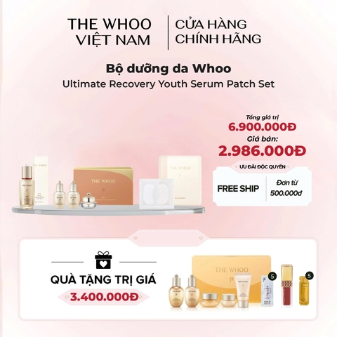 Bộ dưỡng da Whoo Bichup Ultimate Recovery Youth Serum Patch Set