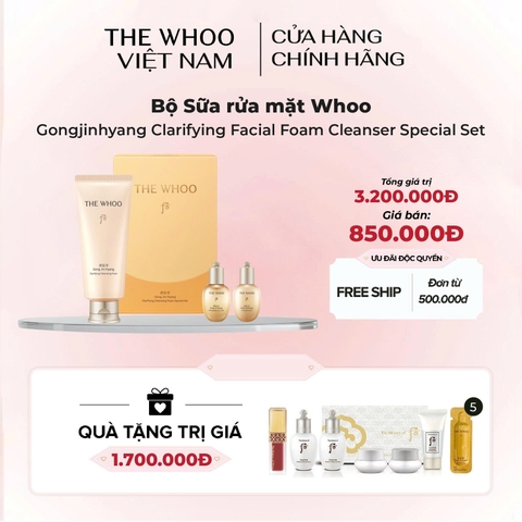 Bộ Sữa rửa mặt Whoo Gongjinhyang Clarifying Facial Foam Cleanser Special Set