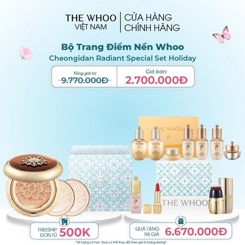 Bộ Trang Điểm Nền Whoo Cheongidan Radiant Special Set Holiday