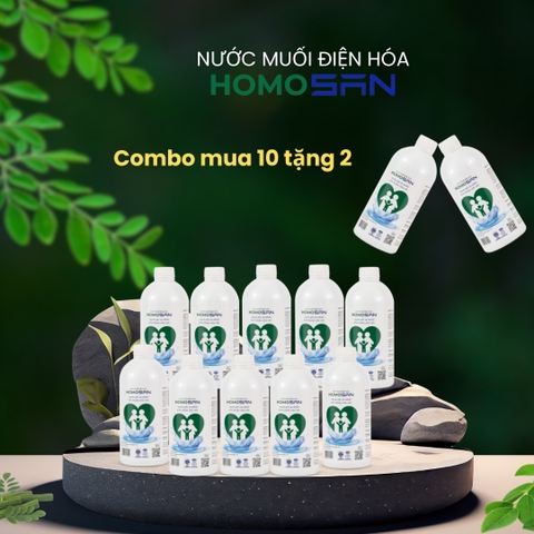 COMBO thùng 12 chai 500ml Nước muối điện hoá HomoSAN