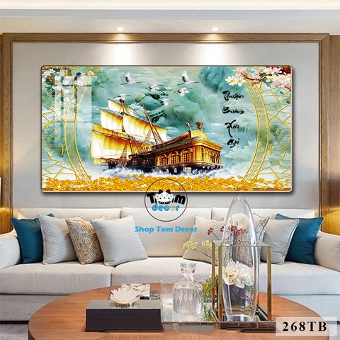 Tranh Tráng Gương Thuận Buồm Xuôi Gió Phong Thuỷ May Mắn Cho Gia Chủ - Mẫu 268TB