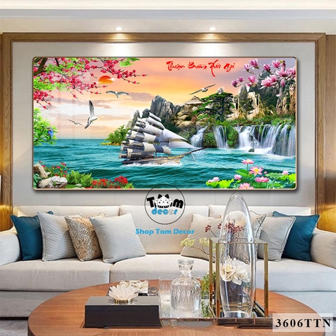 Tranh Tráng Gương Thuận Buồm Xuôi Gió Phong Thuỷ May Mắn Cho Gia Chủ - Mẫu 3606TTN