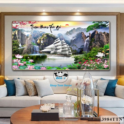 Tranh Tráng Gương Thuận Buồm Xuôi Gió Phong Thuỷ May Mắn Cho Gia Chủ - Mẫu 3984TTN