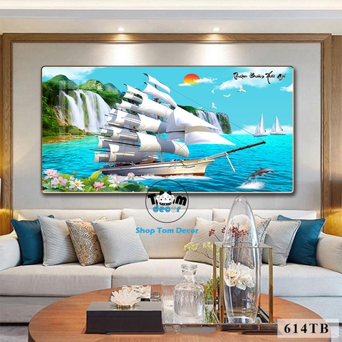 Tranh Tráng Gương Thuận Buồm Xuôi Gió Phong Thuỷ May Mắn Cho Gia Chủ - Mẫu 614TB