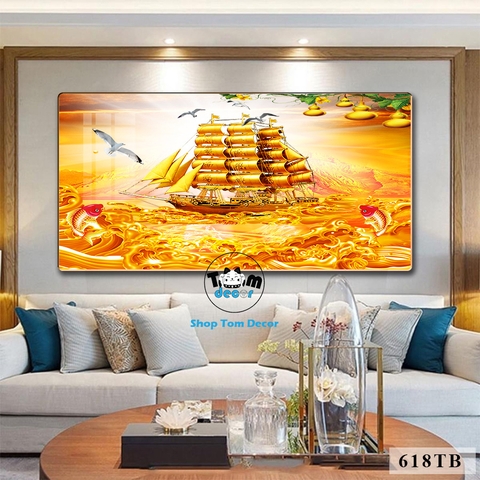 Tranh Tráng Gương Thuận Buồm Xuôi Gió Phong Thuỷ May Mắn Cho Gia Chủ - Mẫu 618TB
