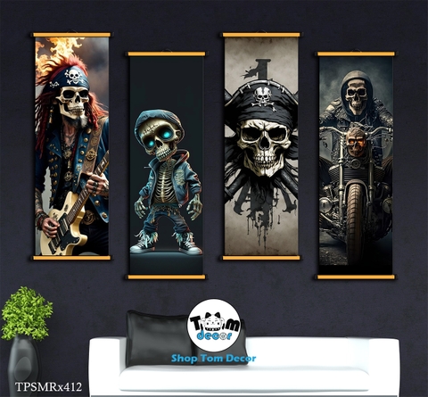 Tranh Canvas Thư Pháp Cuộn Bộ 4 Bức Hình Chất Nghệ Thuật Tranh Cuộn Treo Tường - TPSMRX412