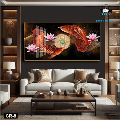 Tranh Tráng Gương Cá Rồng Phong Thủy Cao Cấp - CR08