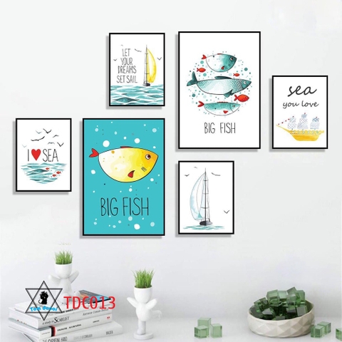 Bộ 6 tranh hàng chuẩn canvas khung composite treo tường